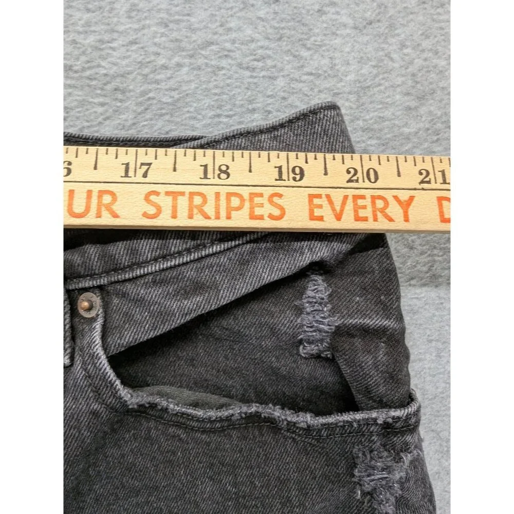 Abercrombie & Fitch 90s Straight Jeans Womens 35 Long Gray High Rise Distressed
